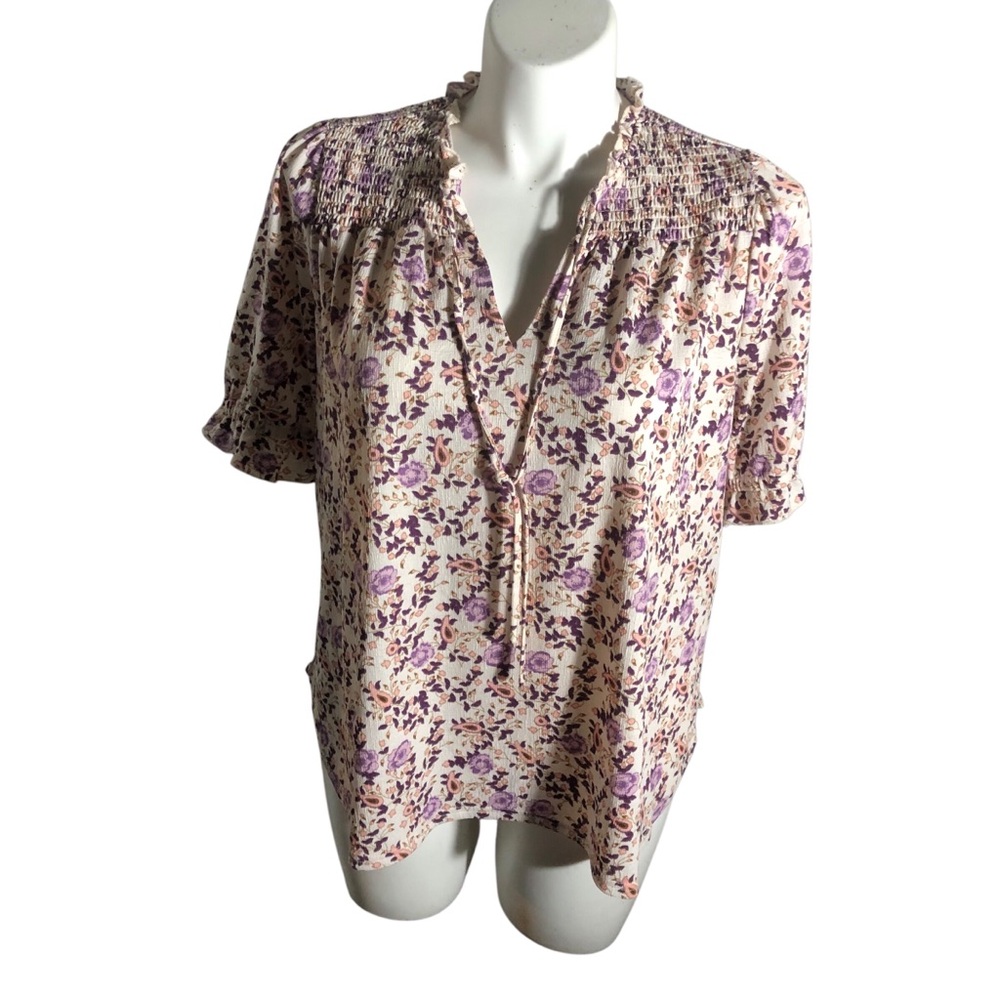 Melloday floral boho short sleeve top Sz 1X